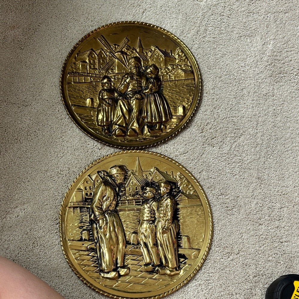 Vintage brass Dutch Decorative Wall Plates